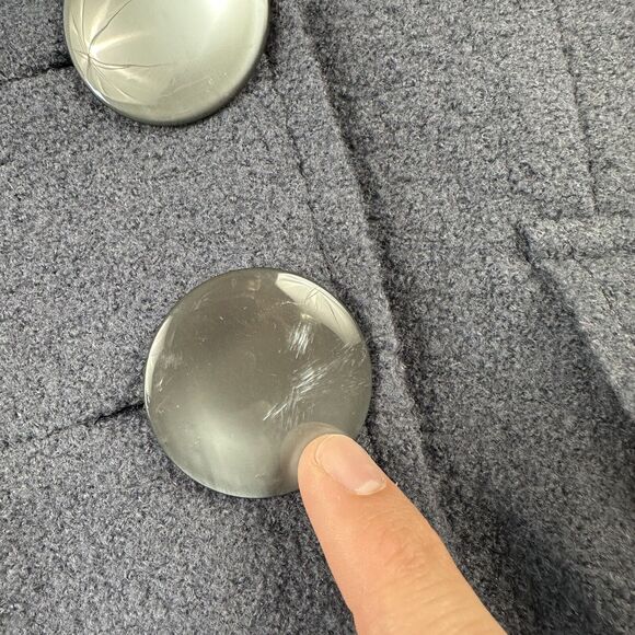 Vivian‎ Shyu Wool Blazer Jacket Women’s Small Navy Blue Ruffle Button Front - Picture 6 of 16